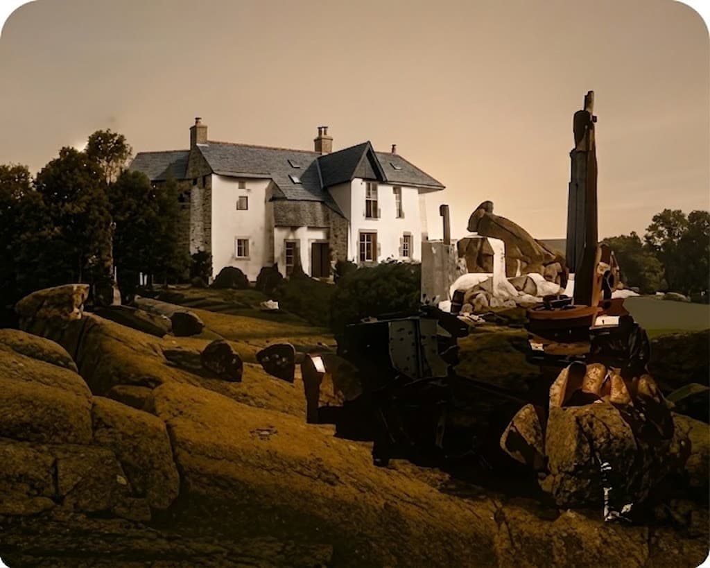 Stone manor at sunset — Historic Oakwood Estate